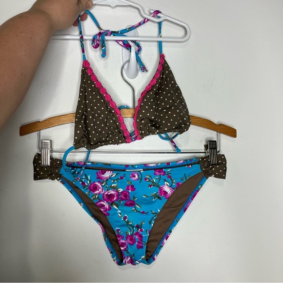 Anthropologie Saha string bikini floral polka dot size large 36B beach summer - Picture 1 of 7